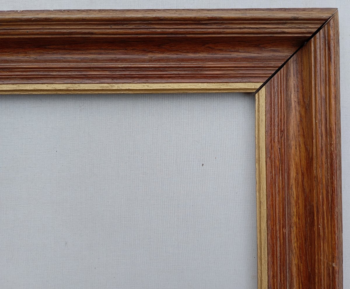 Cadre en bois chêne fin 19è pour 10F (55x46) vue 54,1x45,1 cm-photo-1