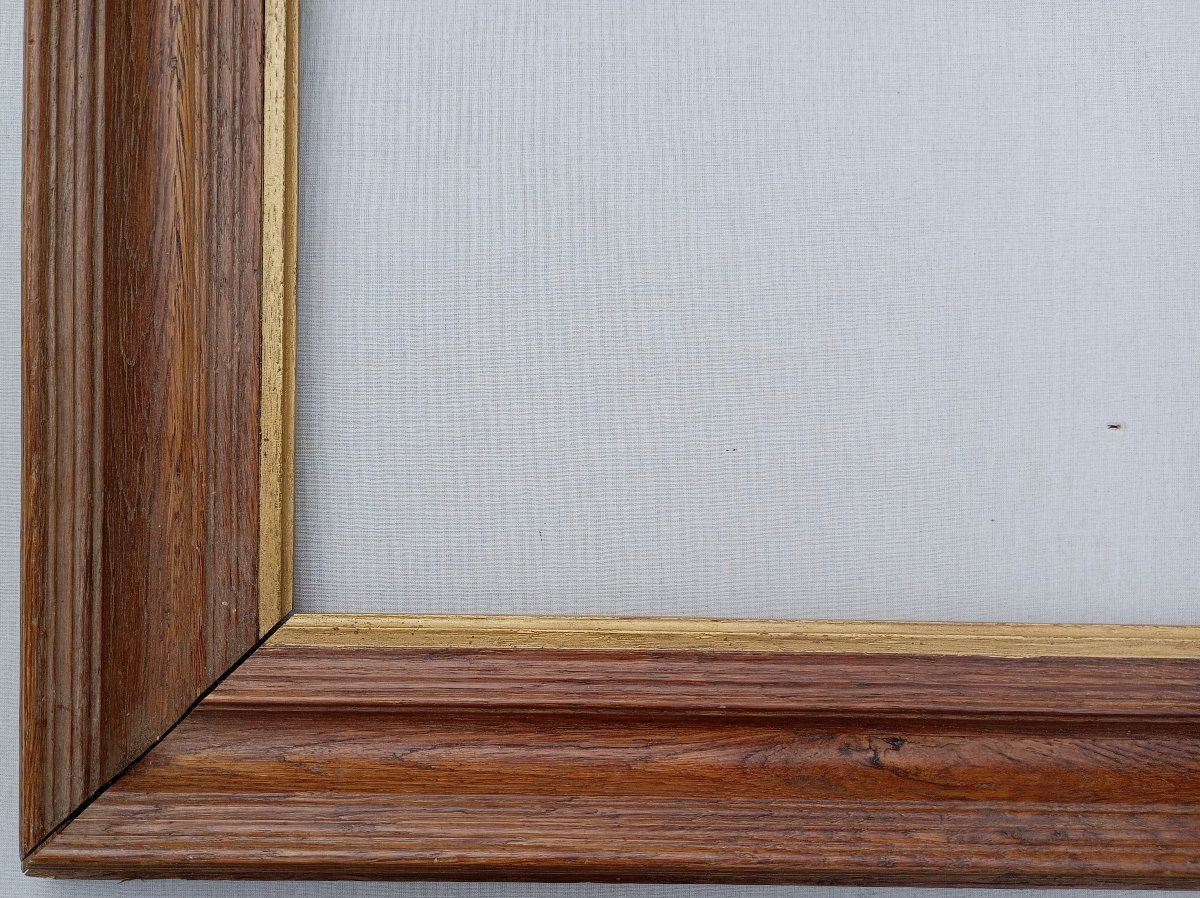 Cadre en bois chêne fin 19è pour 10F (55x46) vue 54,1x45,1 cm-photo-3