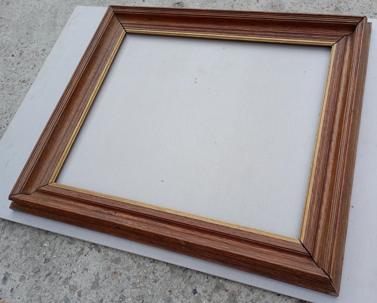 Cadre en bois chêne fin 19è pour 10F (55x46) vue 54,1x45,1 cm-photo-5