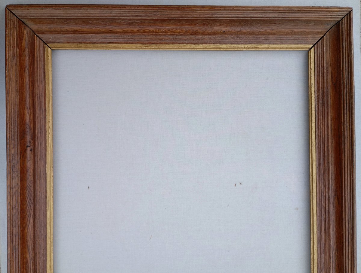 Cadre en bois chêne fin 19è pour 10F (55x46) vue 54,1x45,1 cm-photo-6