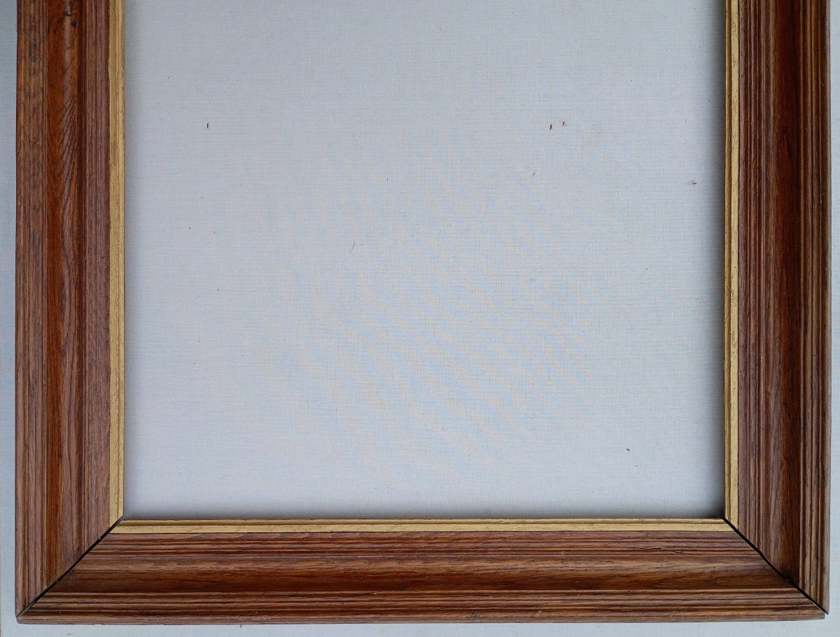 Cadre en bois chêne fin 19è pour 10F (55x46) vue 54,1x45,1 cm-photo-7