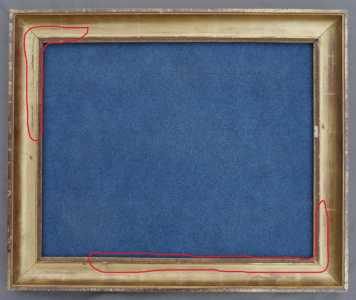 Cadre doré 19è vue 60,7x48,5 cm pour approx 12F (61x50) à restaurer-photo-3