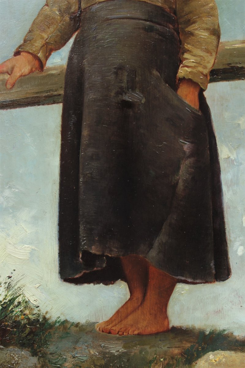 Portrait d'un enfant suédois Ecole fin 19è signée, d'après Hugo Salmson, peintre suédois-photo-3