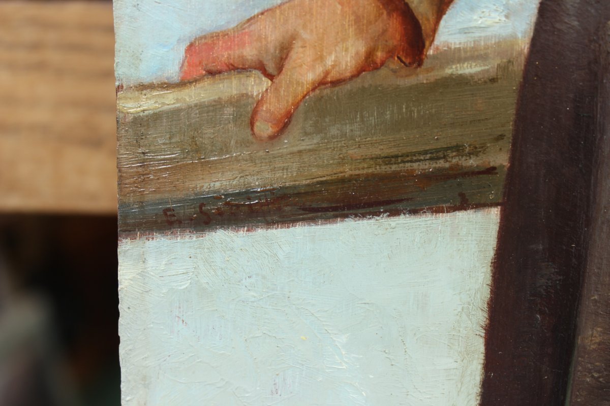 Portrait d'un enfant suédois Ecole fin 19è signée, d'après Hugo Salmson, peintre suédois-photo-5