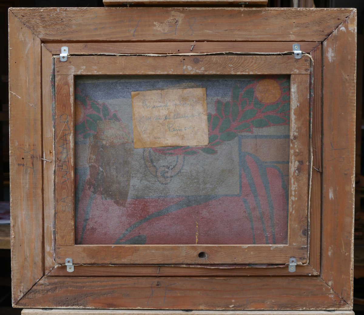 Rosamonde AUBREY-PLISSON (XXe siècle). Scène animée cubisante de personnages dans un paysage-photo-8