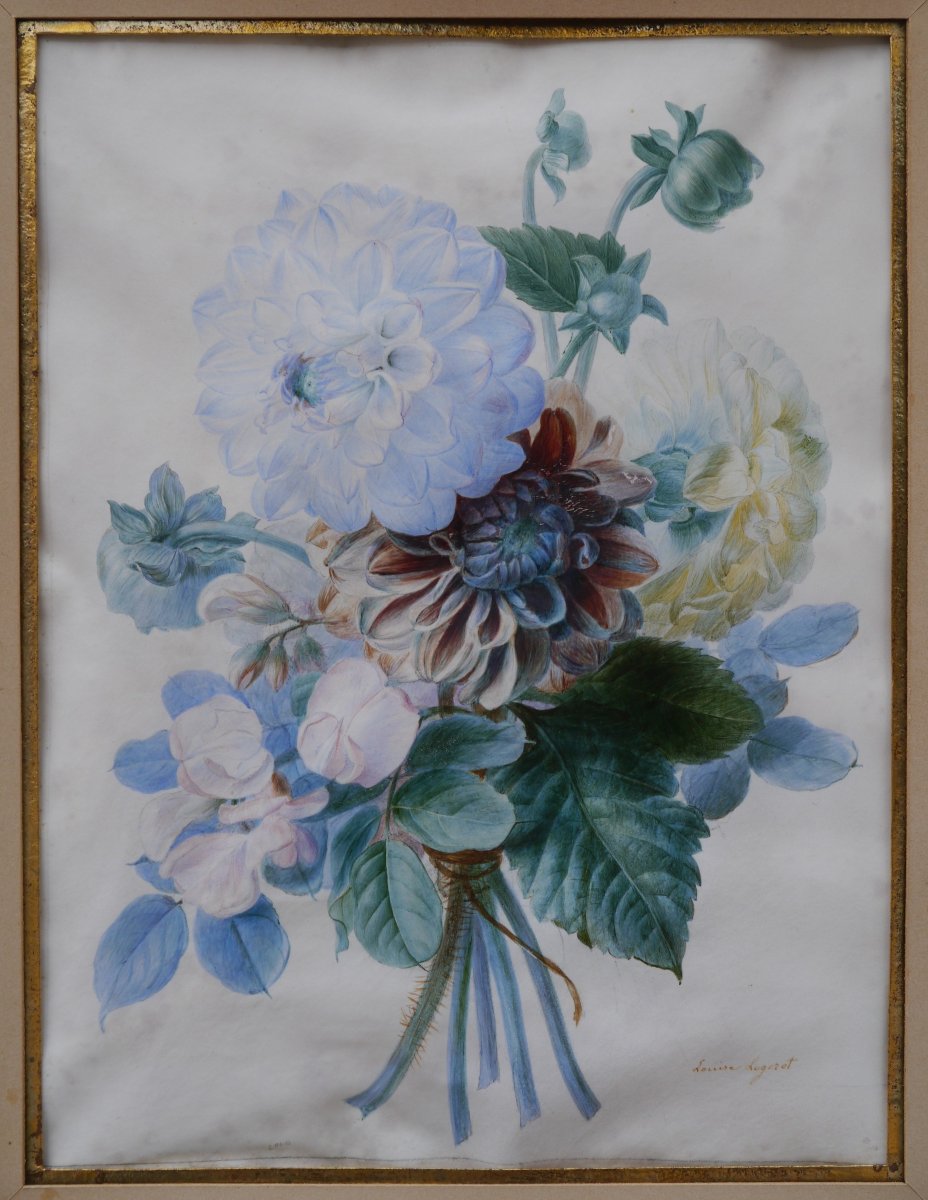 Bouquet de fleurs XIXè - Louise Logerot vers 1840-photo-2