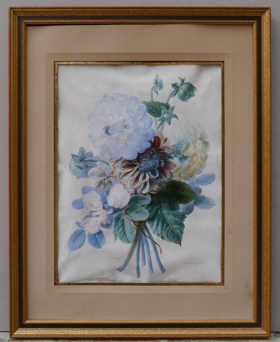 Bouquet de fleurs XIXè - Louise Logerot vers 1840