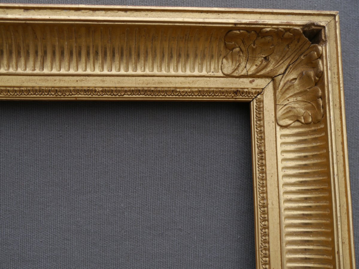 Paire de cadres doré à canaux fin XIXè pour 41x33 cm (6F), vue 38.9x30,9 cm-photo-4
