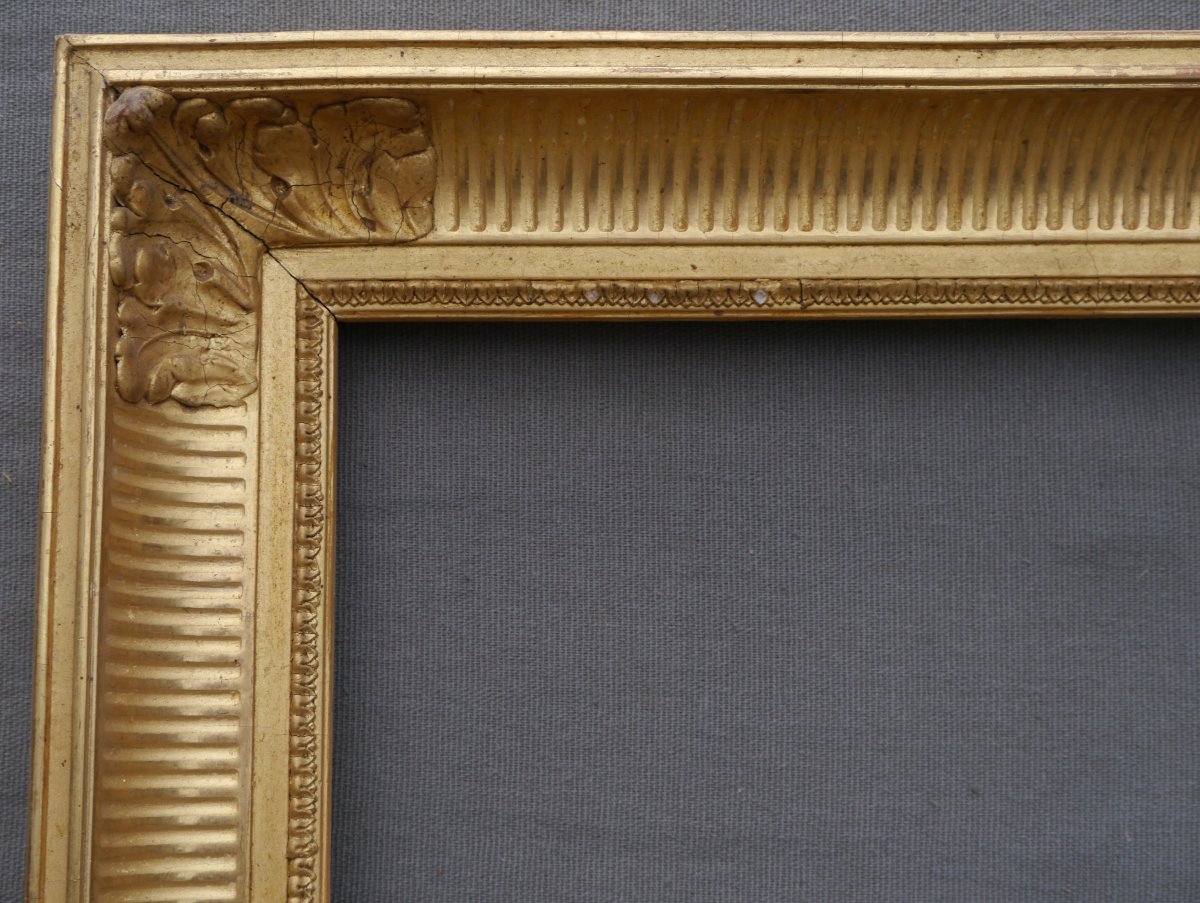 Paire de cadres doré à canaux fin XIXè pour 41x33 cm (6F), vue 38.9x30,9 cm-photo-7