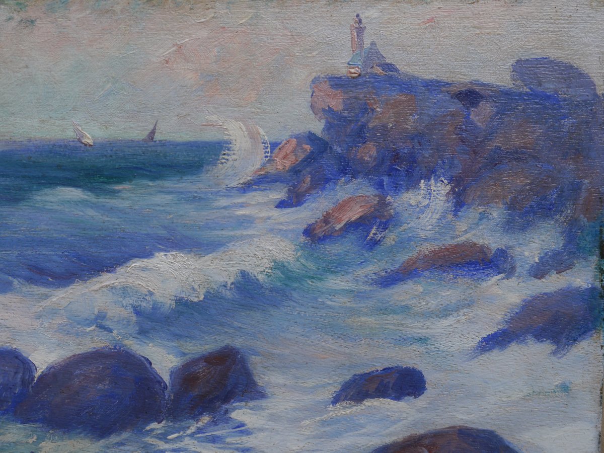 Ploumanac'h Lighthouse, Perros-guirec.  F. Haberkoan (20th Century)-photo-3