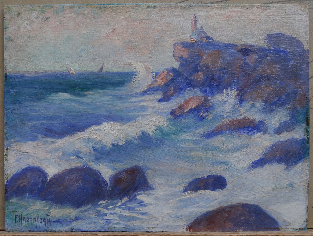 Ploumanac'h Lighthouse, Perros-guirec.  F. Haberkoan (20th Century)-photo-4