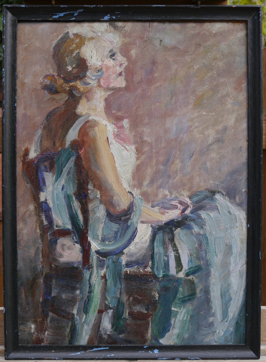 Portrait femme, esquisse XXè siècle 1930/40 signée à identifier-photo-2