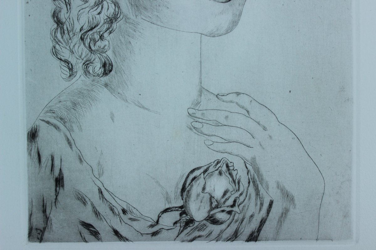 Femme à La Rose, Foujita (1886-1968)-photo-3