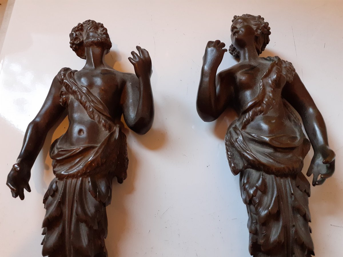 Two 19th Century Bronze Elements, Antique Characters-photo-4