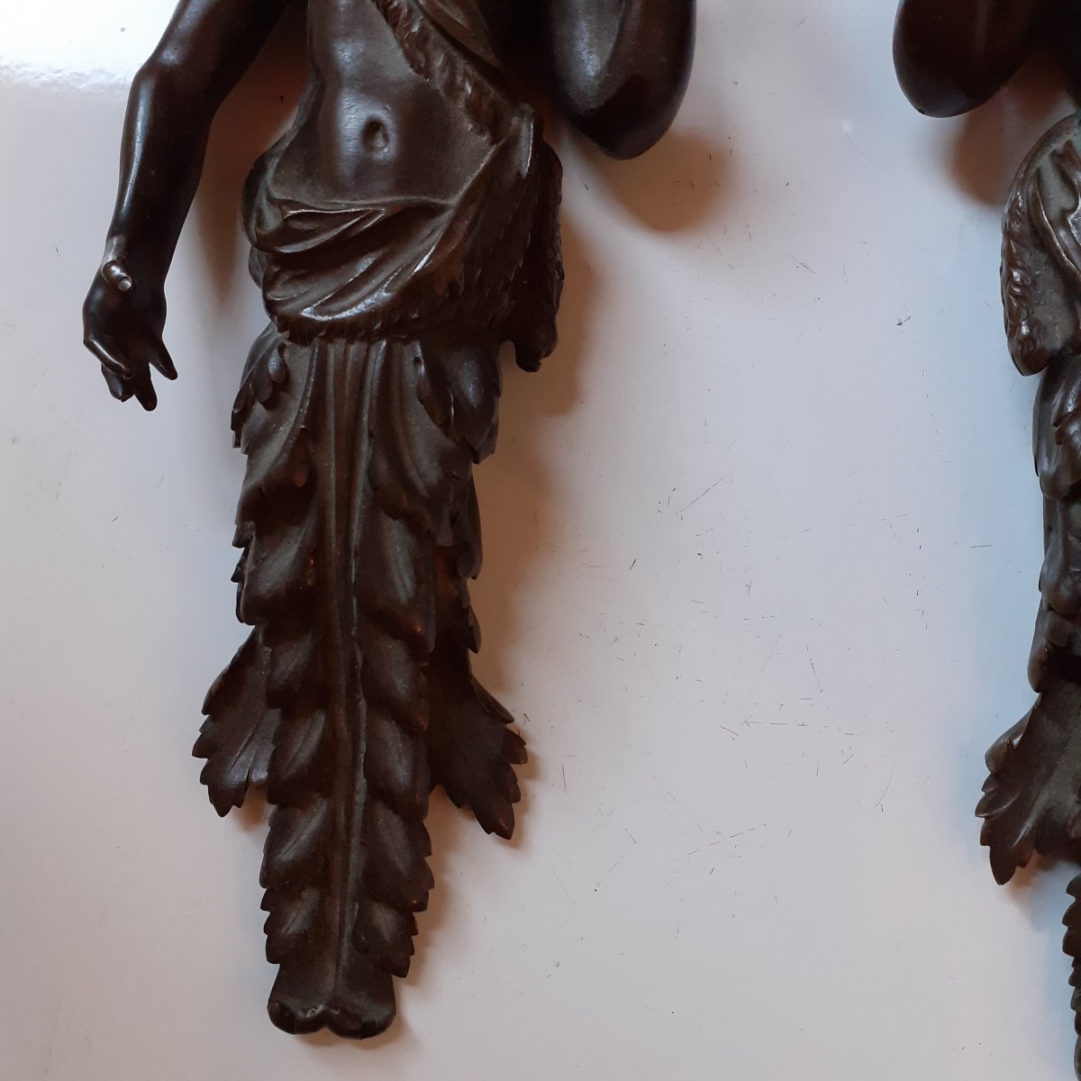 Deux éléments bronze XIXè, personnages à l'antique-photo-1