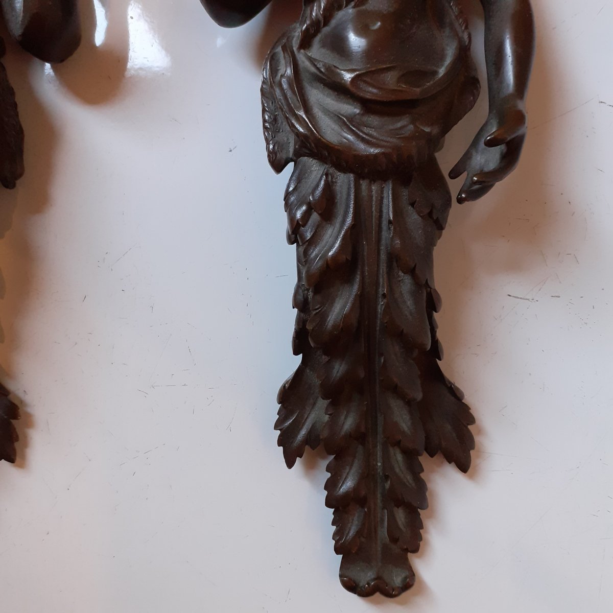 Two 19th Century Bronze Elements, Antique Characters-photo-2