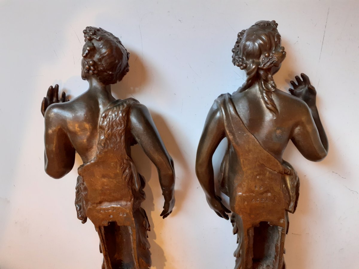 Two 19th Century Bronze Elements, Antique Characters-photo-3