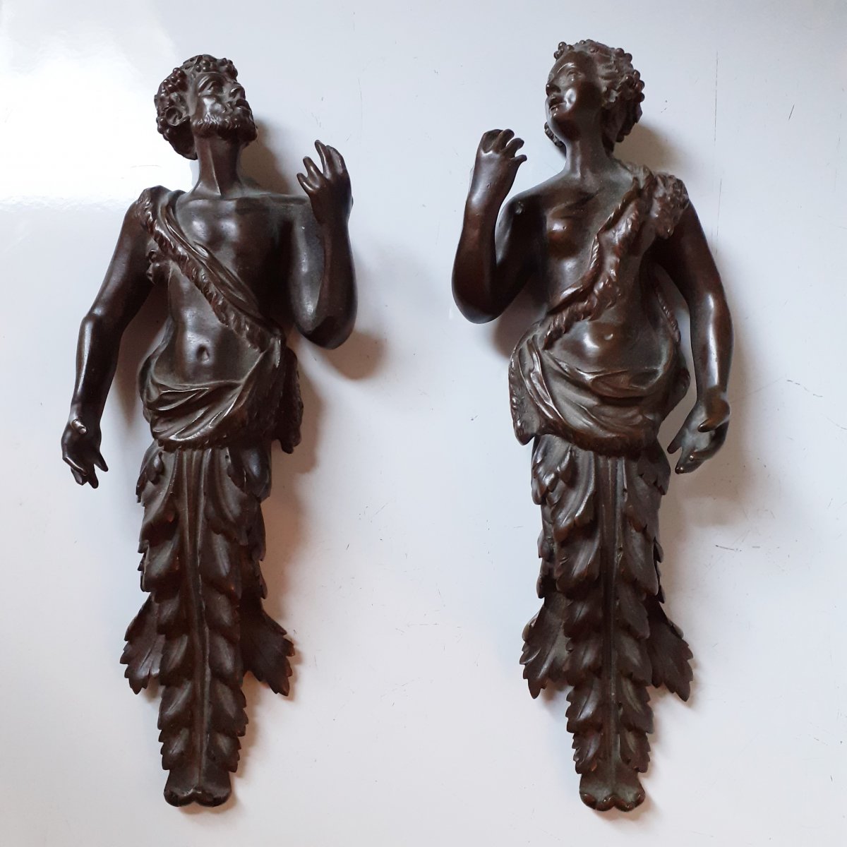 Two 19th Century Bronze Elements, Antique Characters