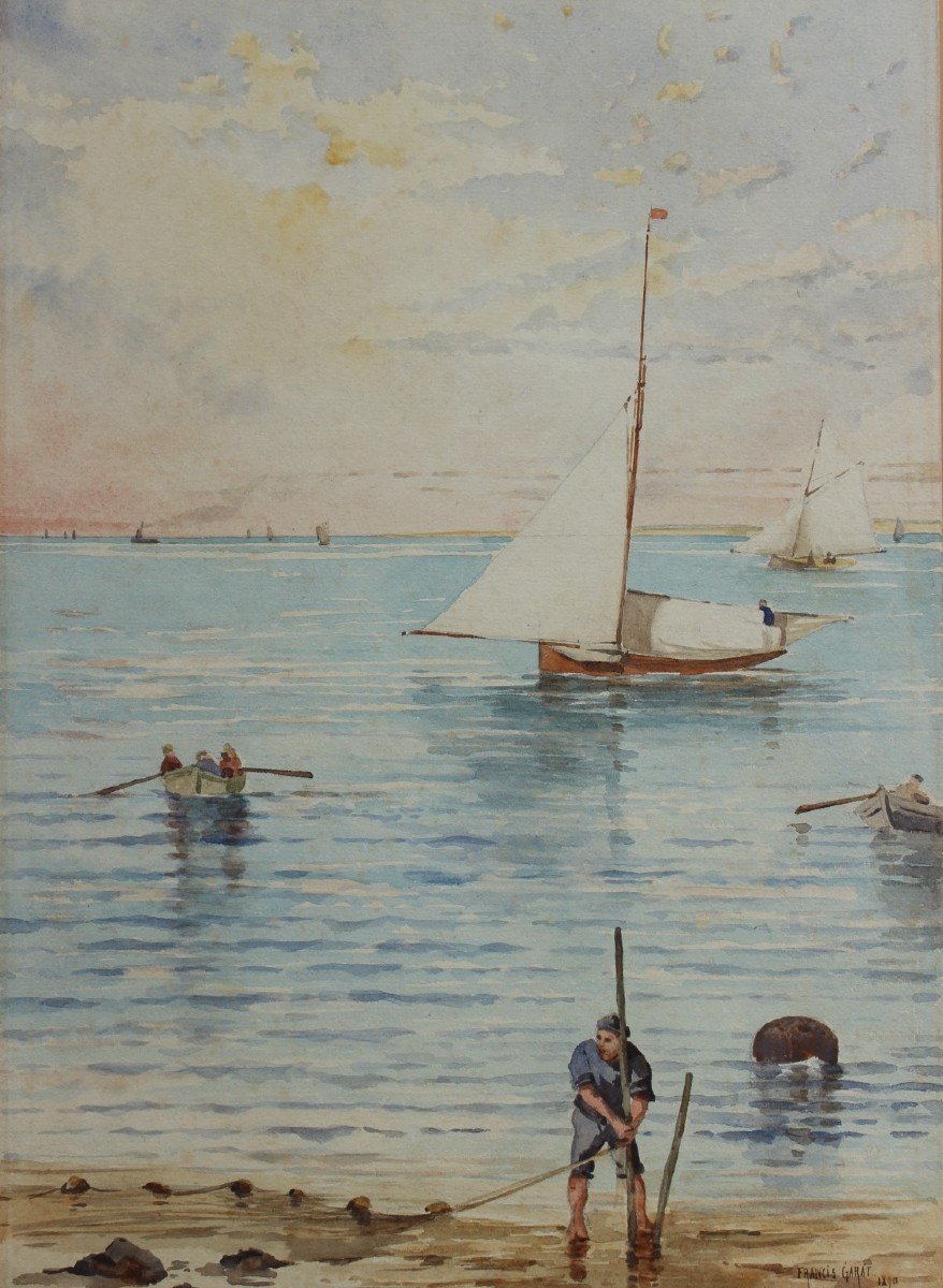 Francis Garat né en 1870 ou 1853 - Bassin d'Arcachon, plage animée