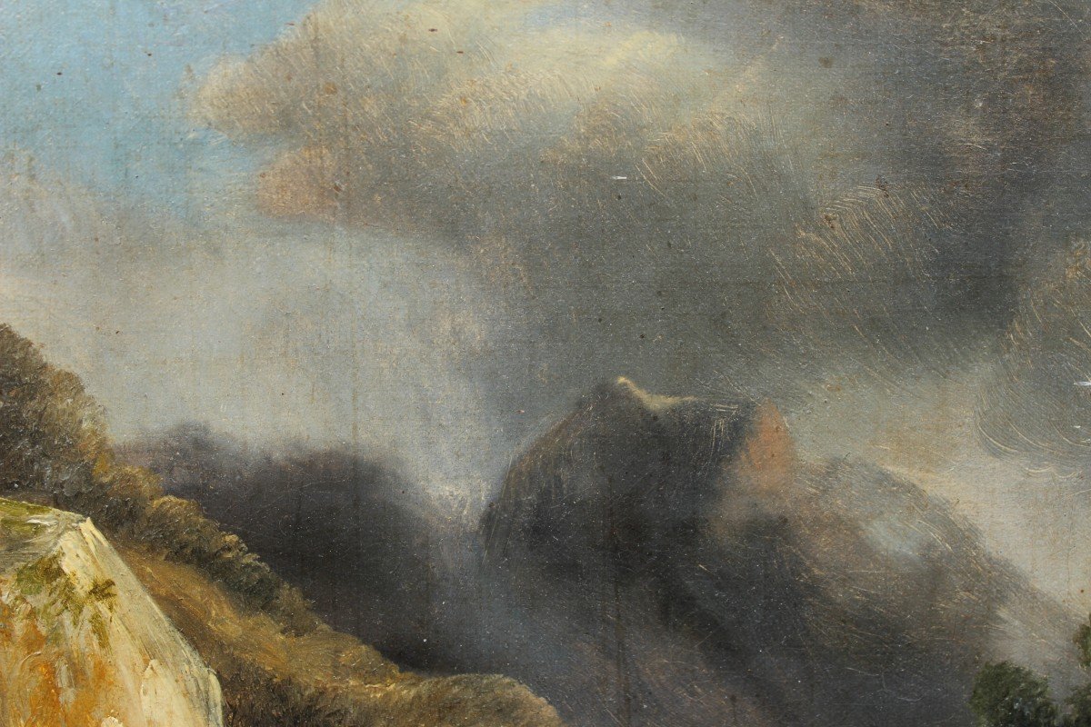 Paysage avec rivière et montagne - attribué à André GIROUX (1801-1879).-photo-7