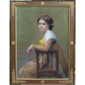 Large Portrait Of A Young Girl 1912 - Marie-lucienne Varon XIX-xxè