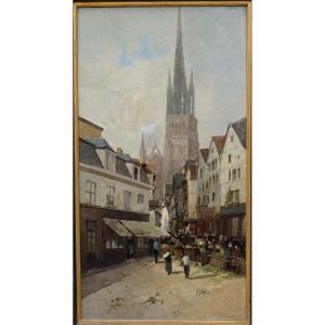 Jules Gustave BAHIEU (1847-1916) - Rouen, rue de l&#039;Epicerie