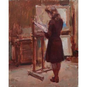 Maurice MAREELS (1893-1976) - Femme peintre au chevalet