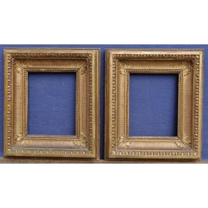 Pair Of Small 19th Century Gilded Channel Frames, View 14.1x11 Cm