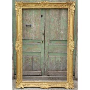 Large Gilded Frame, 19th-20th Century Regency Style, View 136.5x84.5 Cm, Rebate 139x87.5 Cm