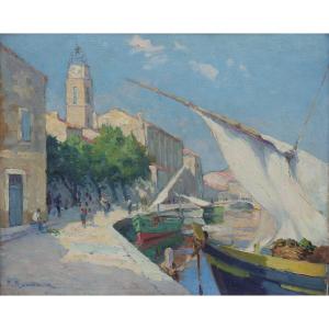 Martigues, port et Eglise Sainte Madeleine. Jean-Baptiste ROUBAUD (1871-?) 