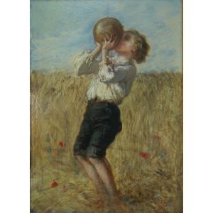 Jeune garçon à la gourde. Edouard Charles DE BEAUMONT (1812-1888)