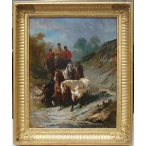 Un attelage avec quatre chevaux. James Alexander WALKER (1831/41-1898)