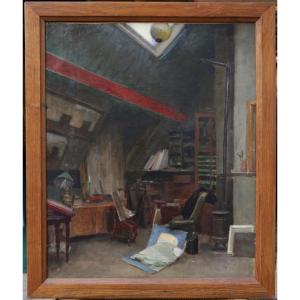 A Collector's Or Artist's Interior Under The Roof, Circa 1900