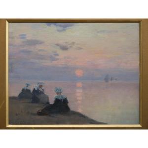 Fernand Marie Eugène LE GOUT-GÉRARD (1856-1924). Bretonnes au soleil couchant