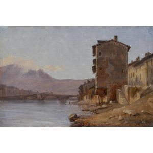 Grenoble, The Old Stone Bridge, 1834. Alexandre Debelle (1805-1897)