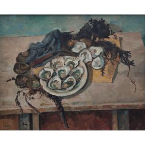 Grande nature morte aux huitres. Edmond CERIA (1884-1955)