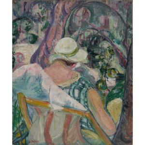 Femme au jardin l'été. Jeanne MORIDE (1881-1970)