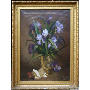 Large Bouquet Of Iris 1884. Julie Crouan (xix)