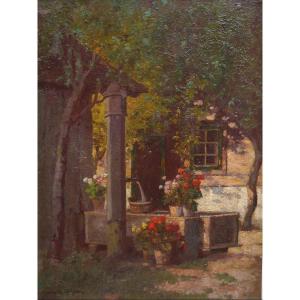 Konstantin STOITZNER (1863-1934). Maison et jardin fleuris, Autriche 