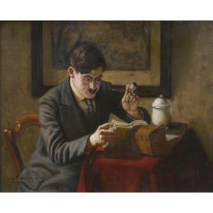 Self-portrait Reading, 1913. Charles Kunstler (1887-1977)