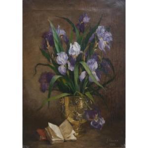 Large Bouquet Of Iris 1884. Julie Crouan (xix)
