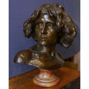 Young Man's Head, Bronze. Pierre Granet (1843-1910)