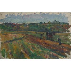 Landscape Study With Ploughing. Raymond Thibésart (1874-1968)