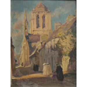Emile Simon (1890–1976). Breton Women On Their Way To Church In Locronan