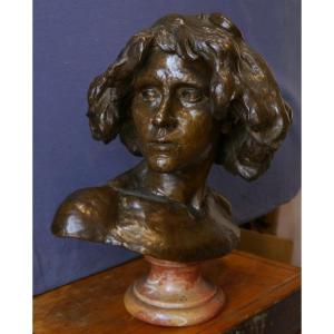 Tête de jeune homme, bronze. Pierre GRANET (1843-1910)