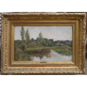 Paysage à la rivière, Lorraine ? Paul LICOURT (1846-1937)