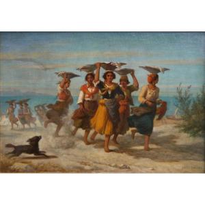 Returning From A Fishing Trip: The Kaskarots Of The Basque Country, Bayonne. Jules Salles (1814–1900)