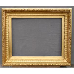 Large Gilded Frame With 15p Channels For A 65x50 Cm Size, Image Size 64x49 Cm, Maison Dangleterre, 19th Century