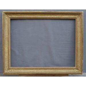 Large 20th-century Gilded Frame With 25p Channels For 81x60 Cm, Picture Size 80.5x59.5 Cm