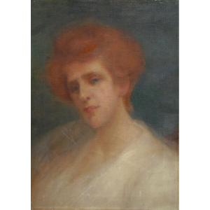 Portrait de femme rousse début XXè
